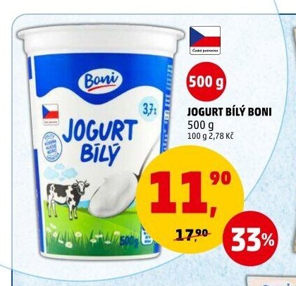 Jogurt bílý Boni 500 g