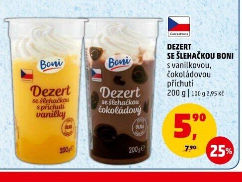 Dezert se šlehačkou Boni vanilková, čokoládová 200 g