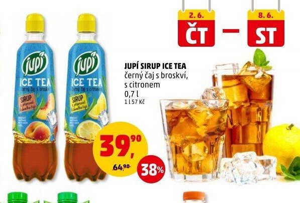 JUPÍ SIRUP ICE TEA černý čaj s broskví, s citronem