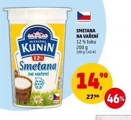 SMETANA NA VAŘENÍ KUNÍN 12 %