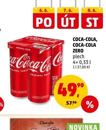 COCA-COLA, COCA-COLA ZERO plech 4x 0,33 l