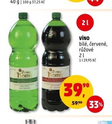 VÍNO bílé, červené, růžové 2 l