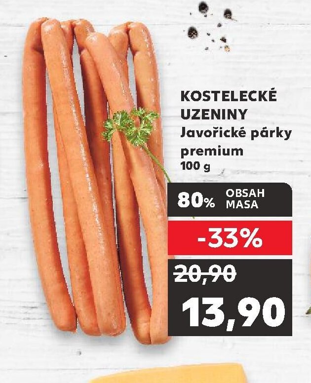 Kostelecké uzeniny Javořické párky premium 100 g
