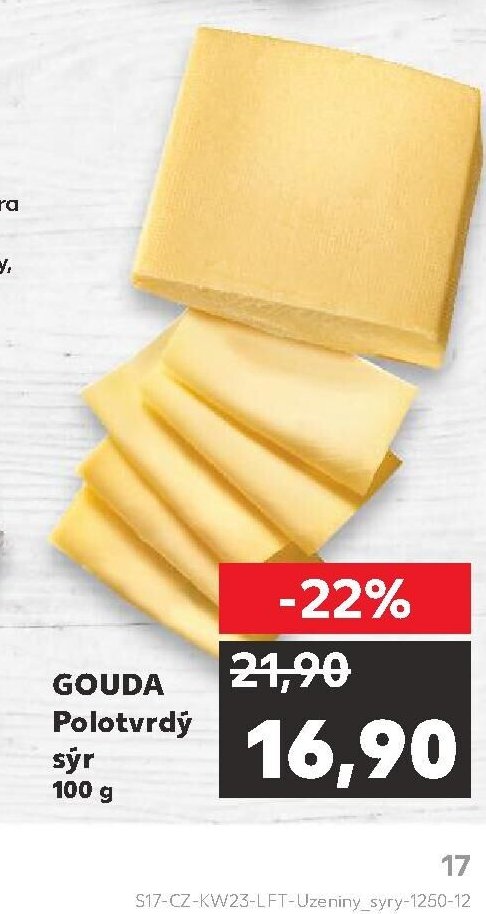 Gouda Polotvrdý sýr 100 g