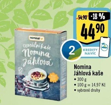 Kaše cereální jáhlová bez lepku Nomina Nominal