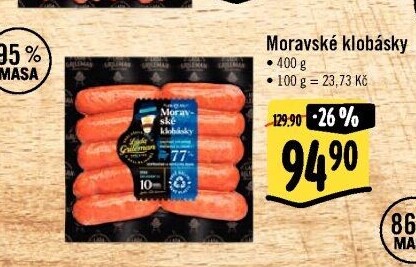 Moravské klobásky Láďa Grileman Kostelecké uzeniny
