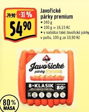 Párky javořické premium Kostelecké uzeniny