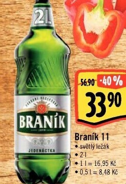 Pivo světlý ležák 11° Jedenáctka Braník