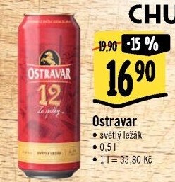 Pivo světlý ležák 12° Ostravar