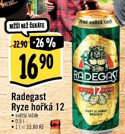 Pivo světlý ležák 12° Ryze hořká Radegast