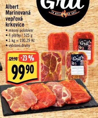Vepřová krkovice marinovaná bez kosti Albert Gril