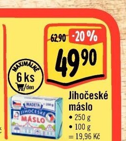 Máslo Jihočeské Madeta