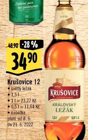 Pivo světlé Královský ležák 12° Krušovice