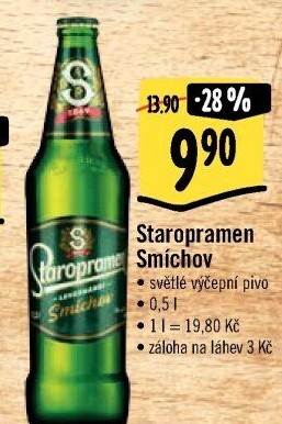 Pivo světlé výčepní 10° Smíchov Staropramen
