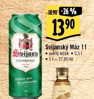 Pivo světlý ležák 11° Svijanský Máz Svijany