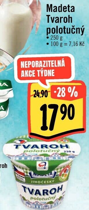 Tvaroh polotučný Jihočeský Madeta