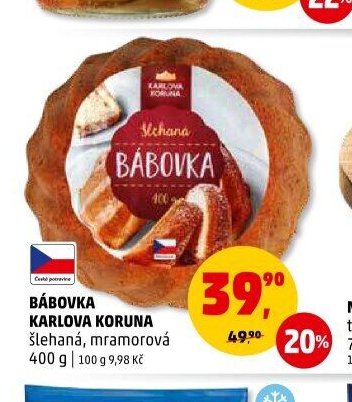 BÁBOVKA KARLOVA KORUNA šlehaná, mramorová