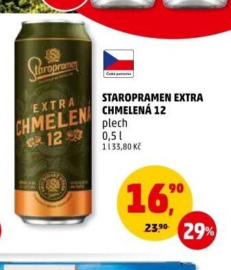 Staropramen Extra chmelená 12 plech 0,5 l