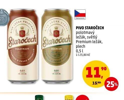 PIVO STAROČECH polotmavý ležák, světlý Premium ležák
