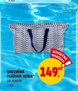 BAVLNĚNÁ PLÁŽOVÁ TAŠKA se zipem