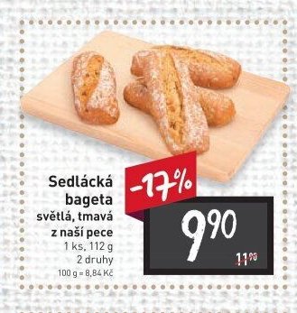 Sedlácká bageta světlá, tmavá z naší pece