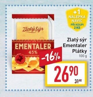 Zlatý sýr Ementaler Plátky