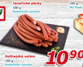 Párky javořické Kostelecké uzeniny
