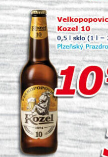 Pivo světlé výčepní 10°Velkopopovický Kozel
