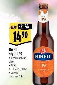 Nealkoholické pivo IPA Birell