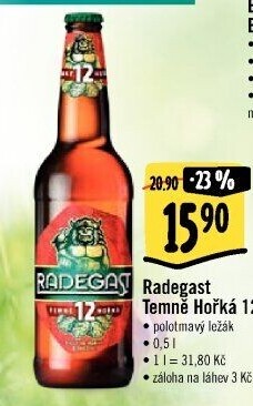 Pivo polotmavý ležák 12° Temně hořký Radegast
