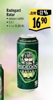 Pivo světlé výčepní Ratar Radegast