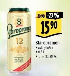 Pivo světlý ležák Staropramen