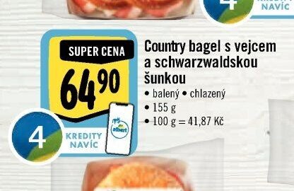 Country bagel s vejcem a schwarzwaldskou šunkou
