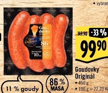 Klobása Goudovky Original Láďa Grileman Kostelecké uzeniny