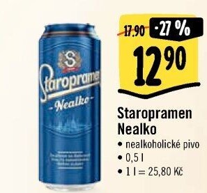 Nealkoholické pivo Staropramen