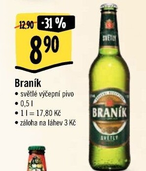 Pivo světlé výčepní 10° Braník