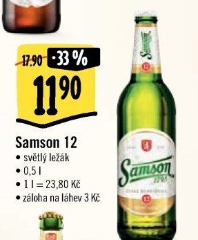 Pivo světlý ležák 12° Samson