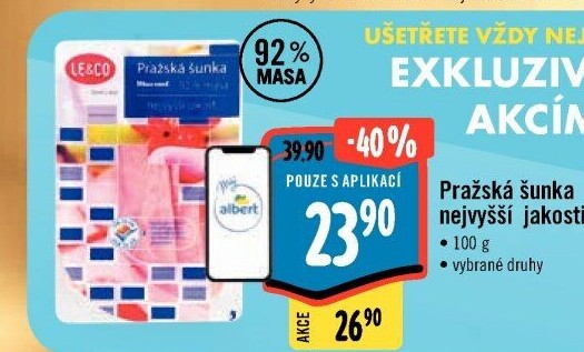 Šunka pražská nejvyšší jakosti LE&amp