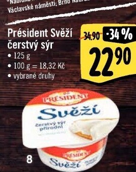 Svěží čerstvý sýr Président
