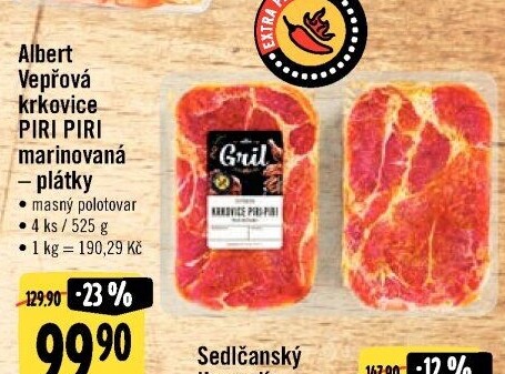 Vepřová krkovice marinovaná bez kosti Piri-Piri Albert Gril