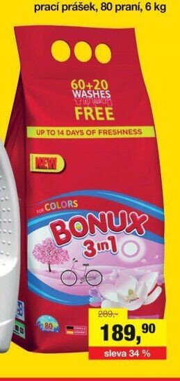 Bonux Color Pure Magnolia prací prášek, 80 praní, 6 kg