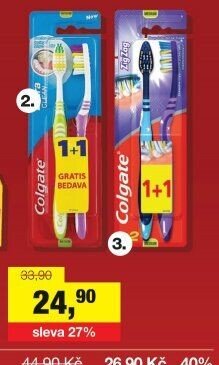 Colgate Extra Clean zubní kartáček, 1+1 ks