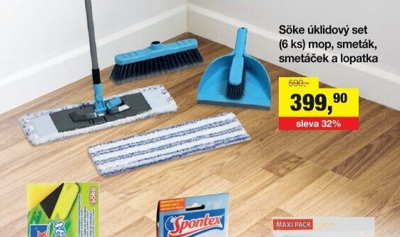 Söke úklidový set (6 ks) mop, smeták, smetáček a lopatka