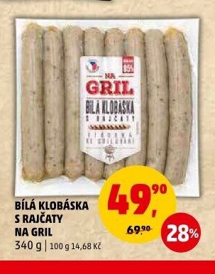 BÍLÁ KLOBÁSKA S RAJČATY NA GRIL