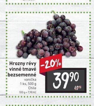 Hrozny révy vinné tmavé bezsemenné