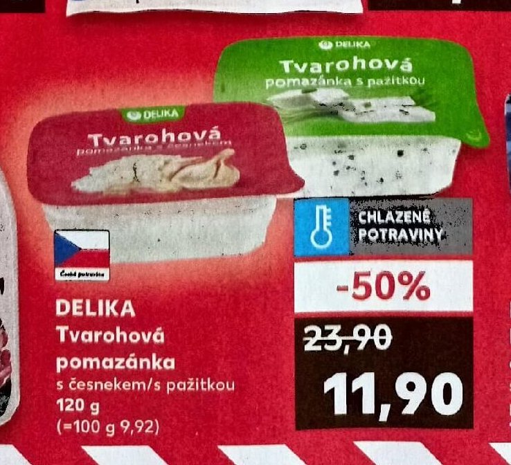 Delika Tvarohová pomazánka s česnekem/s pažitkou