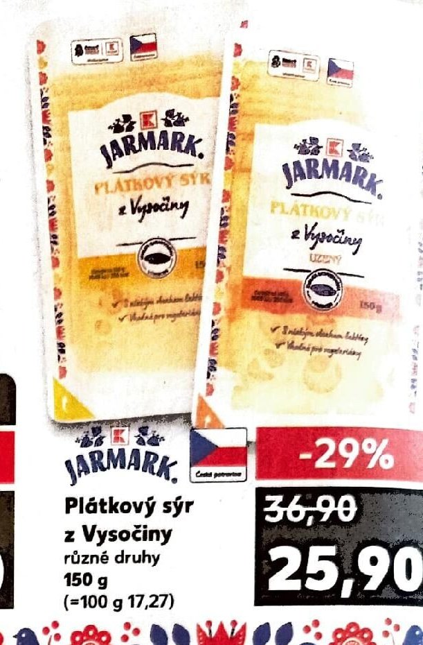 JARMARK Plátkový sýr z Vysočiny různé druhy 150 g
