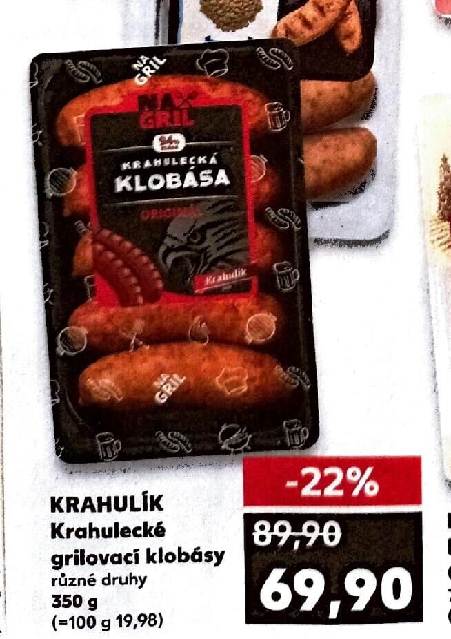 KRAHULÍK Krahulecké grilovací klobásy různé druhy 350 g