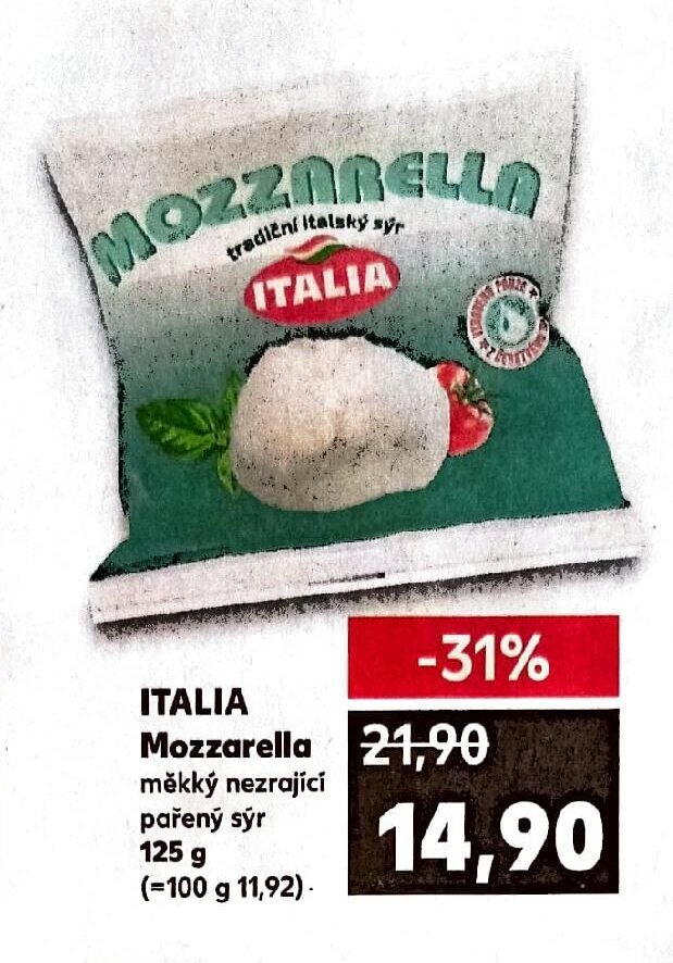 ITALIA Mozzarella měkký nezrající pařený sýr