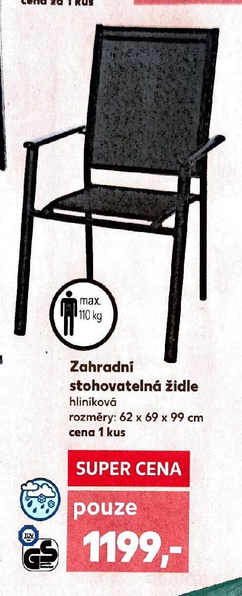 Zahradní stohovatelná židle